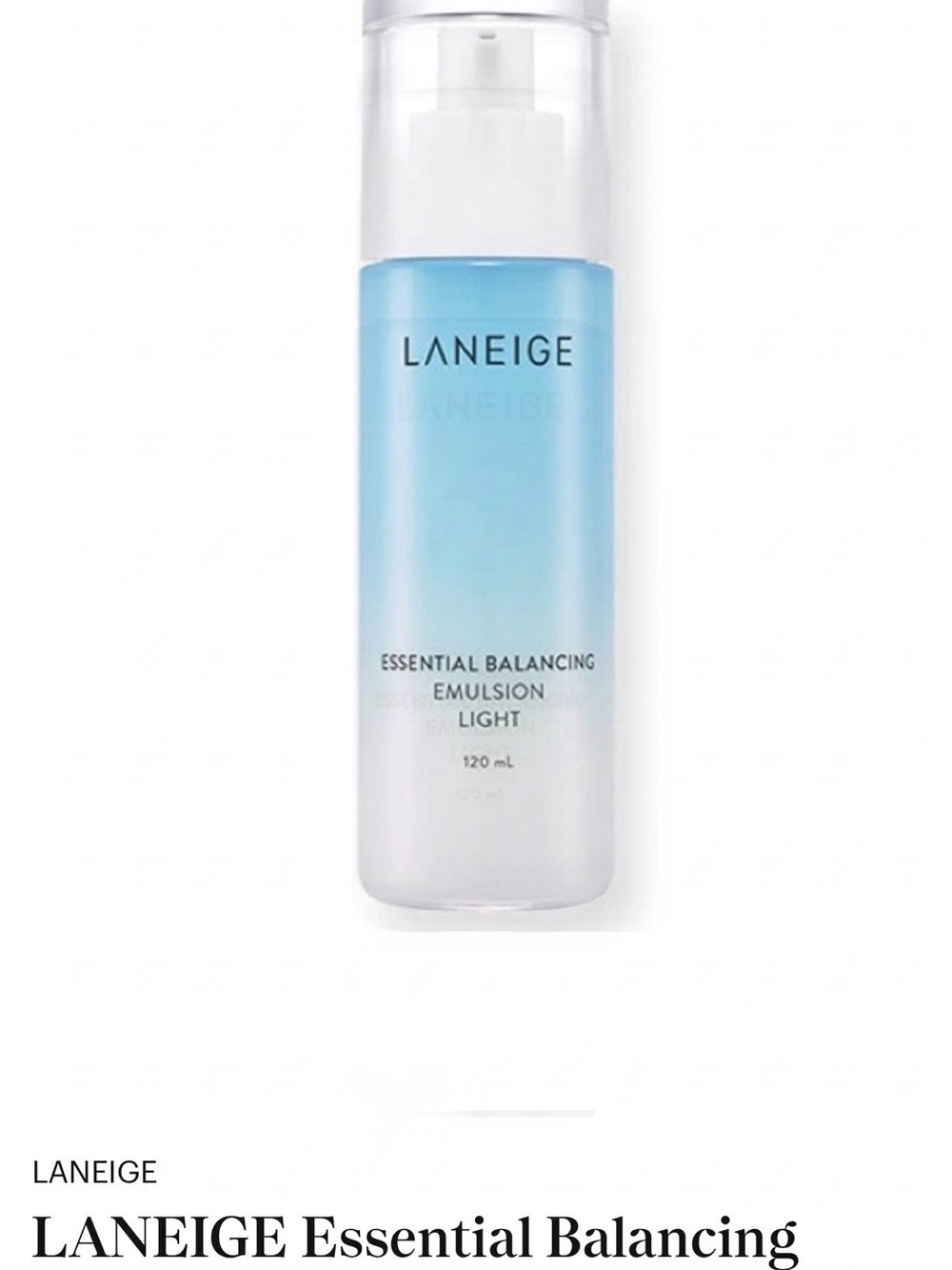 LANEIGE Essential Balancing Emulsion Light - Blue & White Bottle